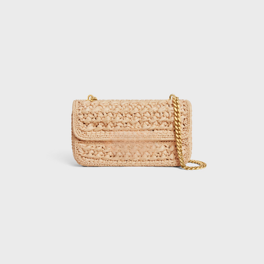 Bag Cl. Shoulder with Chain in Raffia Woven Effect