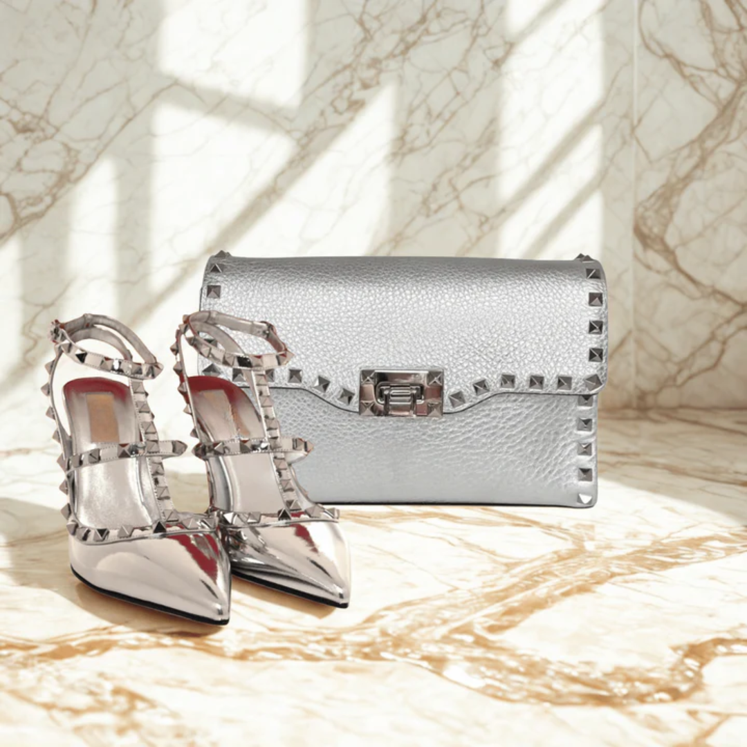 Set Rockstud Silver Bag & Pumps – VL