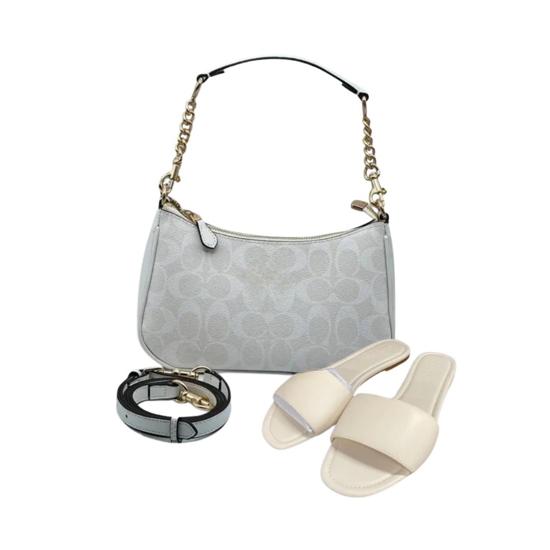 Set Lockup Leather Slide Sandal & Teri Signature Canvas Bag – CC